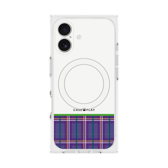 プレミアムスクエアケース with MagSafe［ CASEPLAY Tartan Check - Purple ］