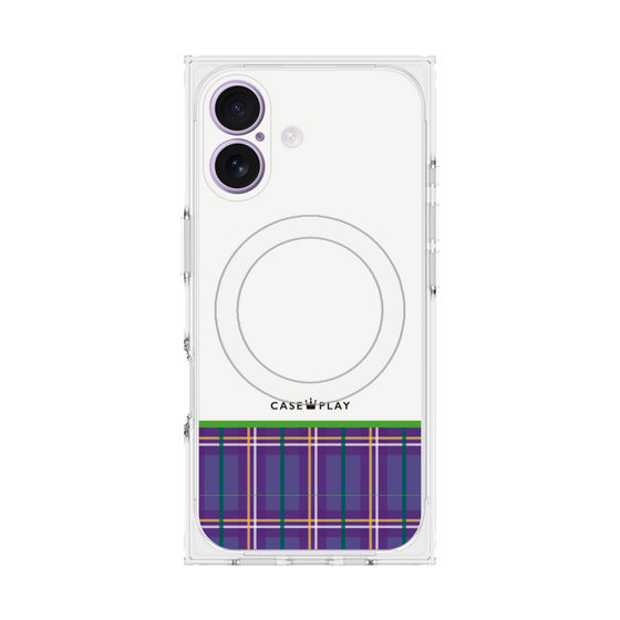 プレミアムスクエアケース with MagSafe［ CASEPLAY Tartan Check - Purple ］