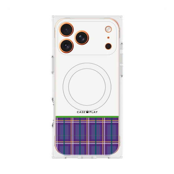 プレミアムスクエアケース with MagSafe［ CASEPLAY Tartan Check - Purple ］