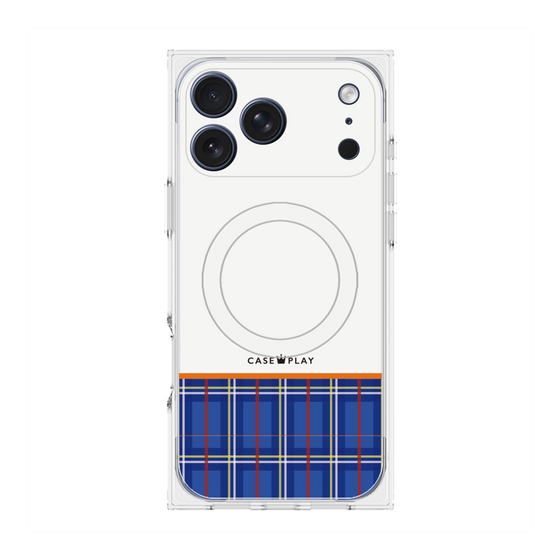 プレミアムスクエアケース with MagSafe［ CASEPLAY Tartan Check - Blue ］