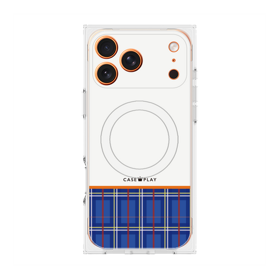 プレミアムスクエアケース with MagSafe［ CASEPLAY Tartan Check - Blue ］