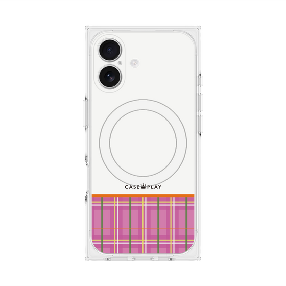 プレミアムスクエアケース with MagSafe［ CASEPLAY Tartan Check - Pink ］