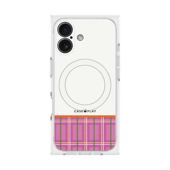 プレミアムスクエアケース with MagSafe［ CASEPLAY Tartan Check - Pink ］