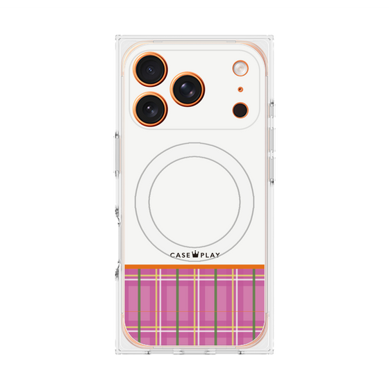 プレミアムスクエアケース with MagSafe［ CASEPLAY Tartan Check - Pink ］