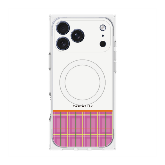 プレミアムスクエアケース with MagSafe［ CASEPLAY Tartan Check - Pink ］