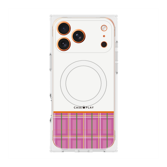プレミアムスクエアケース with MagSafe［ CASEPLAY Tartan Check - Pink ］