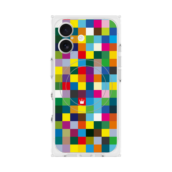 プレミアムスクエアケース with MagSafe［ CASEPLAY Rainbow Check ］