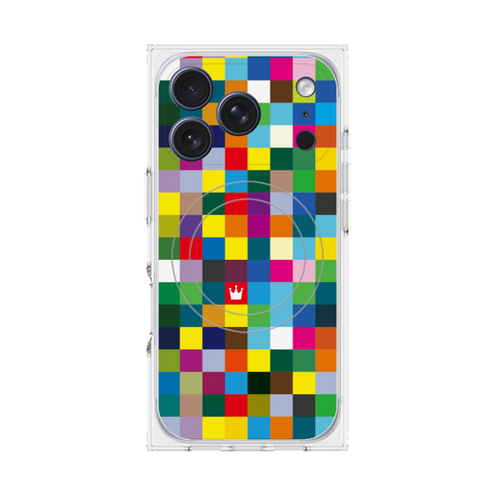 プレミアムスクエアケース with MagSafe［ CASEPLAY Rainbow Check ］