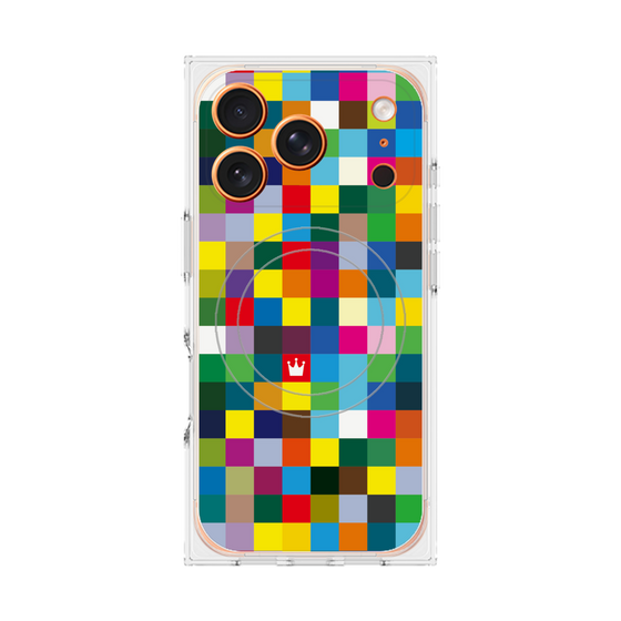プレミアムスクエアケース with MagSafe［ CASEPLAY Rainbow Check ］