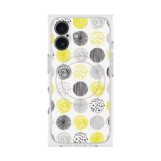 プレミアムスクエアケース with MagSafe［ Nordic Circle - Yellow ］