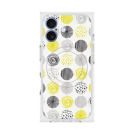 プレミアムスクエアケース with MagSafe［ Nordic Circle - Yellow ］