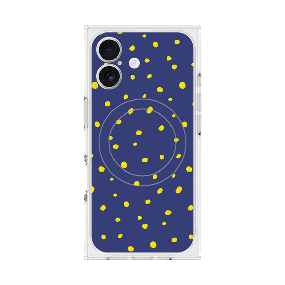 プレミアムスクエアケース with MagSafe［ Drawing Dot - Navy ］