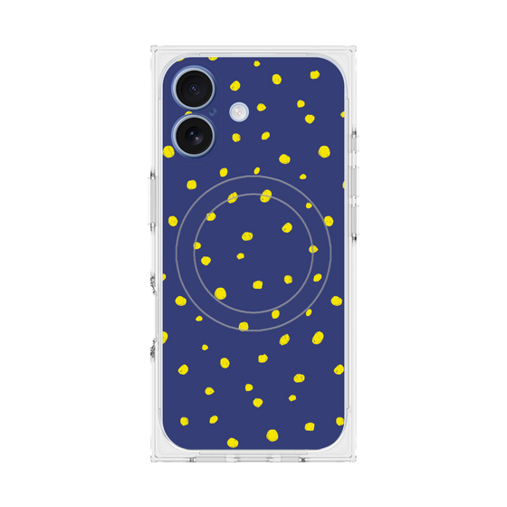 プレミアムスクエアケース with MagSafe［ Drawing Dot - Navy ］