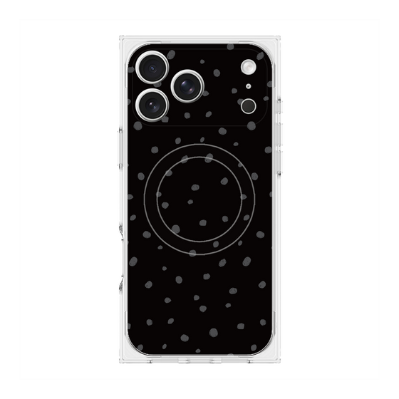 プレミアムスクエアケース with MagSafe［ Drawing Dot - Black ］