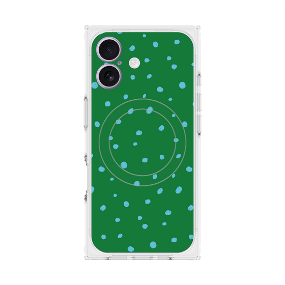 プレミアムスクエアケース with MagSafe［ Drawing Dot - Green ］