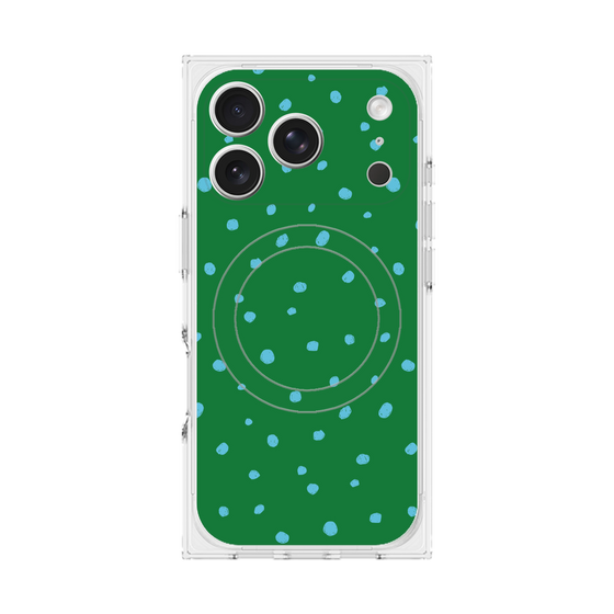プレミアムスクエアケース with MagSafe［ Drawing Dot - Green ］