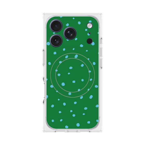 プレミアムスクエアケース with MagSafe［ Drawing Dot - Green ］