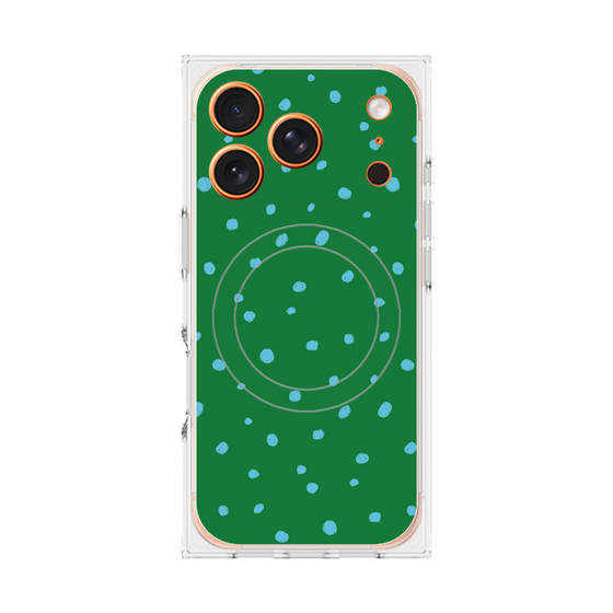 プレミアムスクエアケース with MagSafe［ Drawing Dot - Green ］