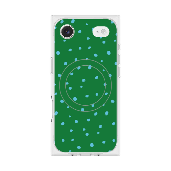 プレミアムスクエアケース with MagSafe［ Drawing Dot - Green ］