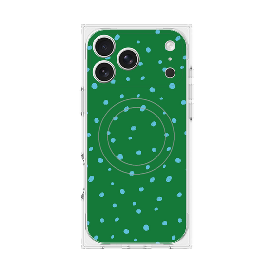 プレミアムスクエアケース with MagSafe［ Drawing Dot - Green ］