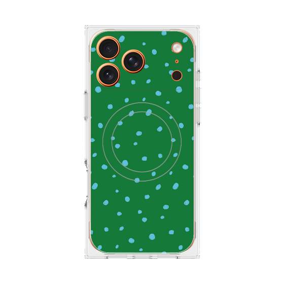 プレミアムスクエアケース with MagSafe［ Drawing Dot - Green ］