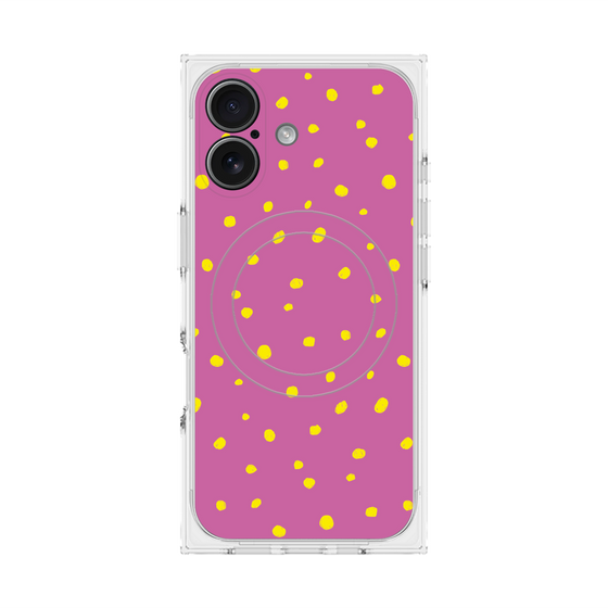 プレミアムスクエアケース with MagSafe［ Drawing Dot - Pink ］
