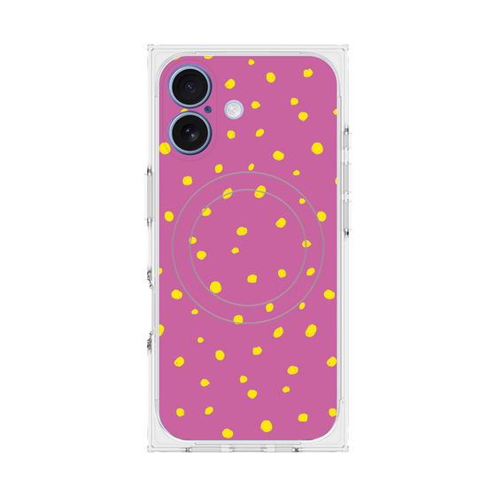 プレミアムスクエアケース with MagSafe［ Drawing Dot - Pink ］