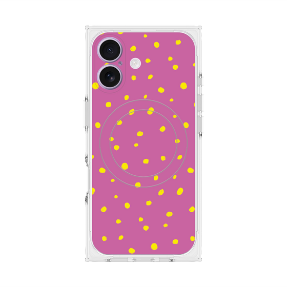 プレミアムスクエアケース with MagSafe［ Drawing Dot - Pink ］