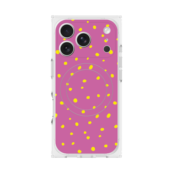 プレミアムスクエアケース with MagSafe［ Drawing Dot - Pink ］