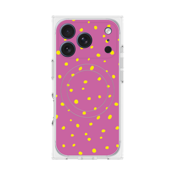 プレミアムスクエアケース with MagSafe［ Drawing Dot - Pink ］