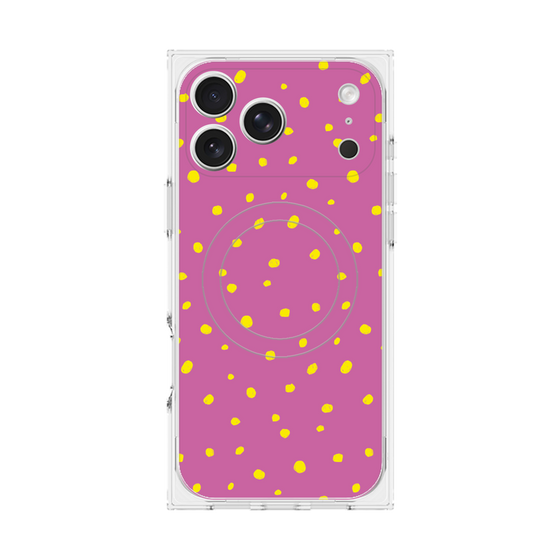 プレミアムスクエアケース with MagSafe［ Drawing Dot - Pink ］