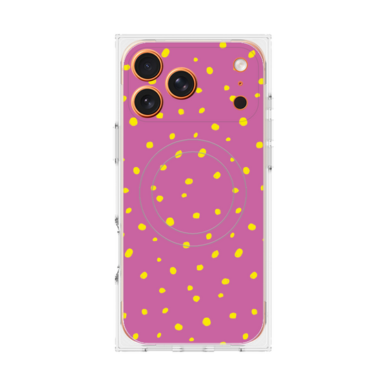 プレミアムスクエアケース with MagSafe［ Drawing Dot - Pink ］