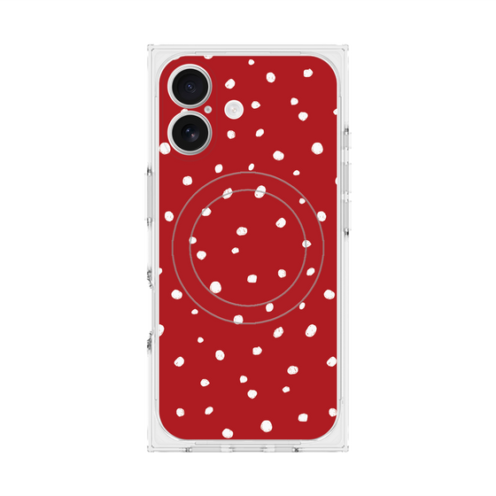 プレミアムスクエアケース with MagSafe［ Drawing Dot - Red ］