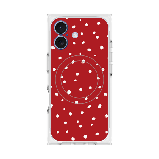 プレミアムスクエアケース with MagSafe［ Drawing Dot - Red ］