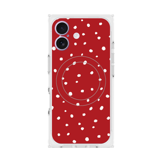 プレミアムスクエアケース with MagSafe［ Drawing Dot - Red ］