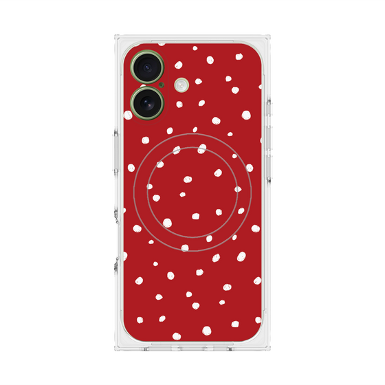 プレミアムスクエアケース with MagSafe［ Drawing Dot - Red ］