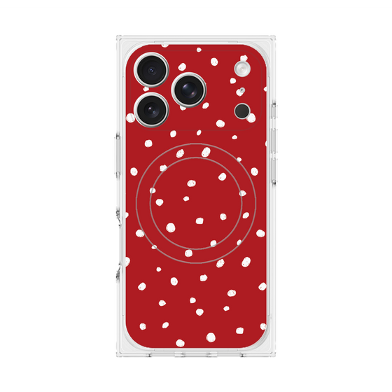 プレミアムスクエアケース with MagSafe［ Drawing Dot - Red ］
