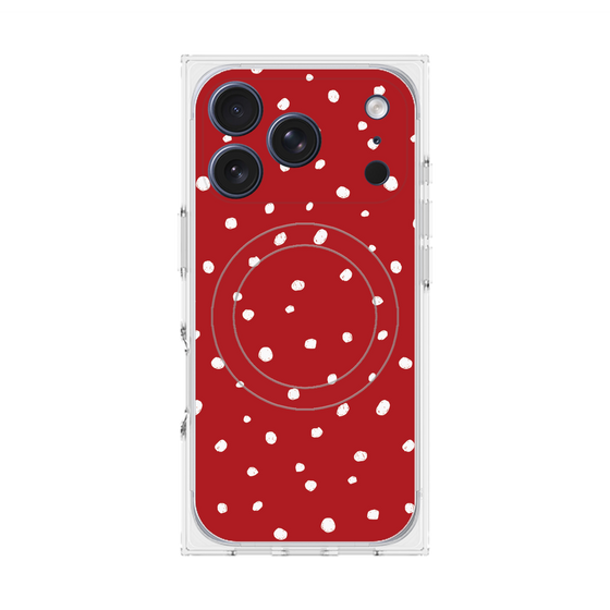 プレミアムスクエアケース with MagSafe［ Drawing Dot - Red ］