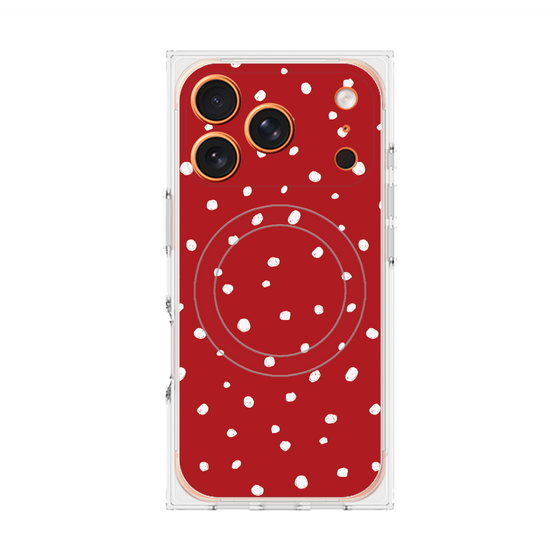 プレミアムスクエアケース with MagSafe［ Drawing Dot - Red ］