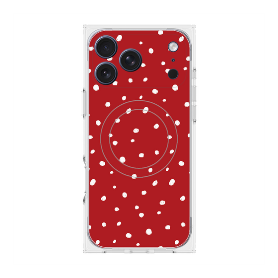 プレミアムスクエアケース with MagSafe［ Drawing Dot - Red ］