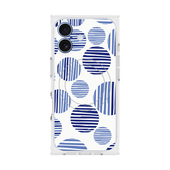 プレミアムスクエアケース with MagSafe［ Nordic Dot - Blue ］