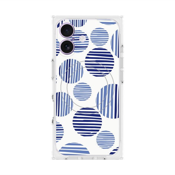 プレミアムスクエアケース with MagSafe［ Nordic Dot - Blue ］