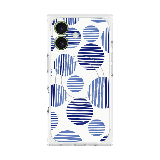 プレミアムスクエアケース with MagSafe［ Nordic Dot - Blue ］