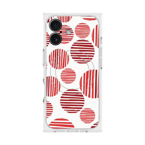 プレミアムスクエアケース with MagSafe［ Nordic Dot - Red ］
