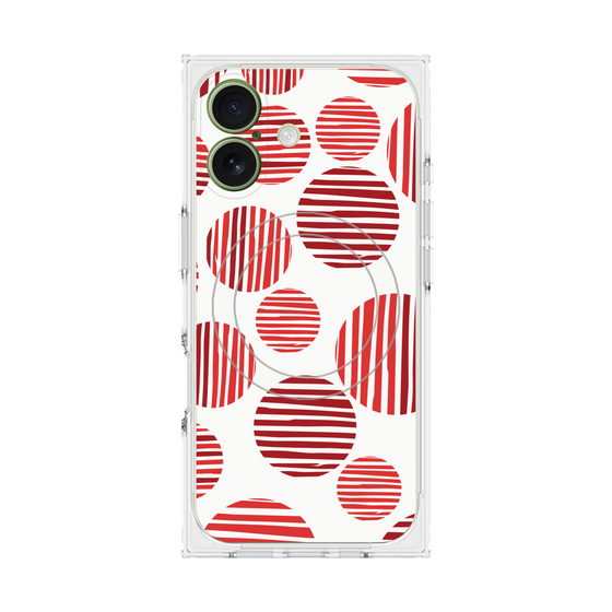 プレミアムスクエアケース with MagSafe［ Nordic Dot - Red ］