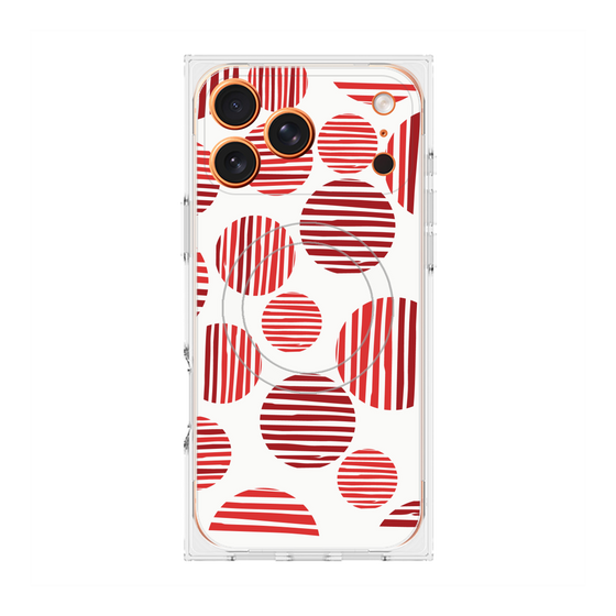 プレミアムスクエアケース with MagSafe［ Nordic Dot - Red ］