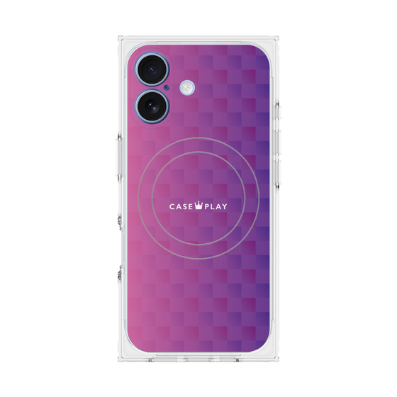 プレミアムスクエアケース with MagSafe［ CASEPLAY Check - Purple ］