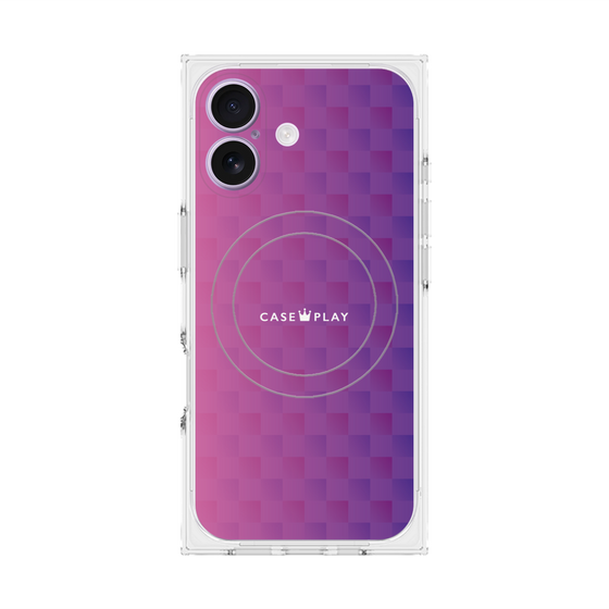 プレミアムスクエアケース with MagSafe［ CASEPLAY Check - Purple ］