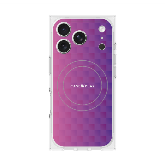 プレミアムスクエアケース with MagSafe［ CASEPLAY Check - Purple ］