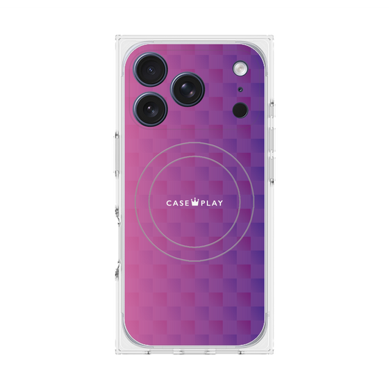 プレミアムスクエアケース with MagSafe［ CASEPLAY Check - Purple ］